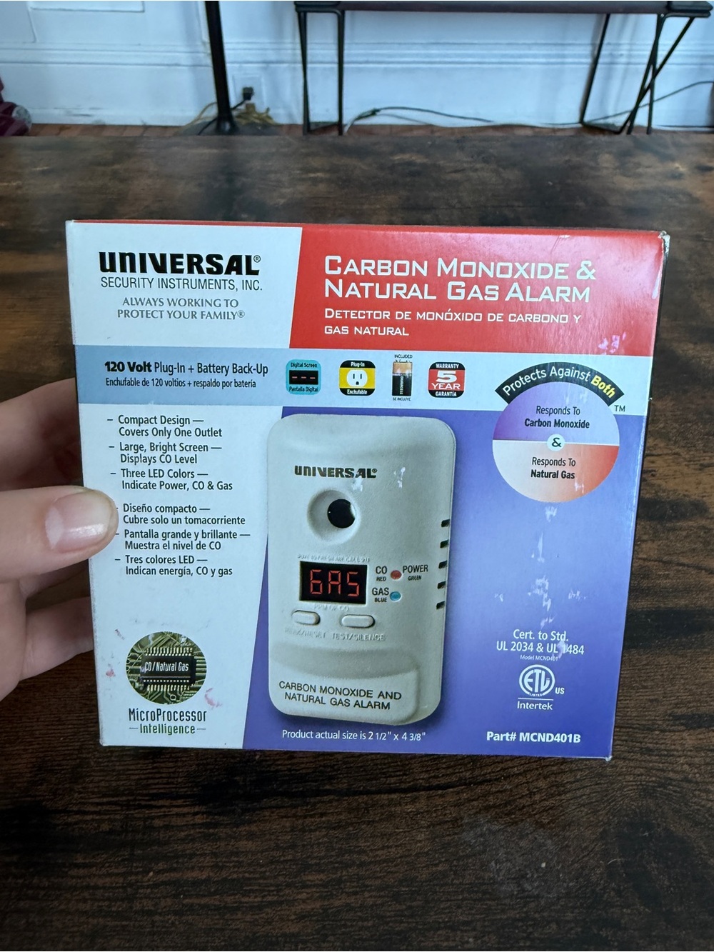 Universal Carbon Monoxide & Natural Gas Alarm - White and Purple Accents